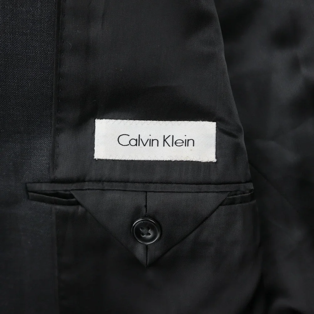 Calvin Klein Blazer Mens 40L Long Wool Charcoal Gray Two Button Suit Jacket Coat